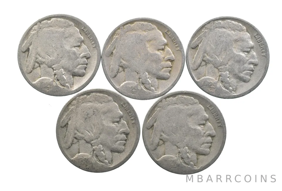 BETTER Lot 1929-D 1929-D 1929-S 1928-S 1927-D Buffalo Nickel Collection *164