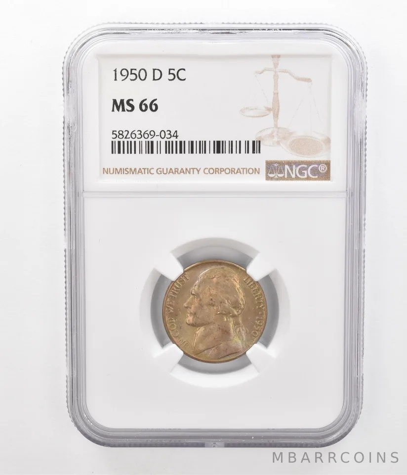 1950-D Jefferson Nickel MS66 NGC Beautiful Tone *2435
