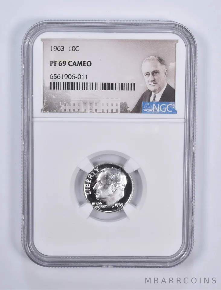 1963 Roosevelt Silver Dime PF69 CAMEO NGC Special Lbl