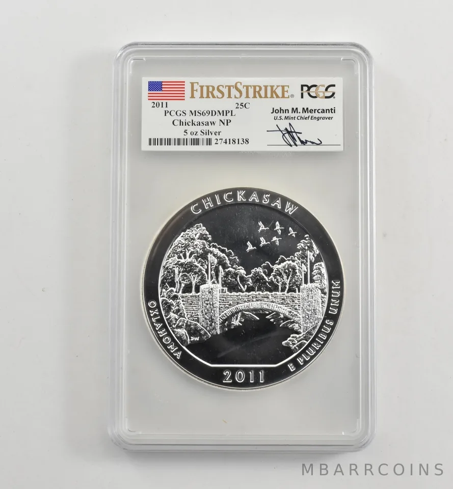 2011 5 Oz Silver Quarter ATB Chickasaw Mercanti MS69 DMPL PCGS *1747