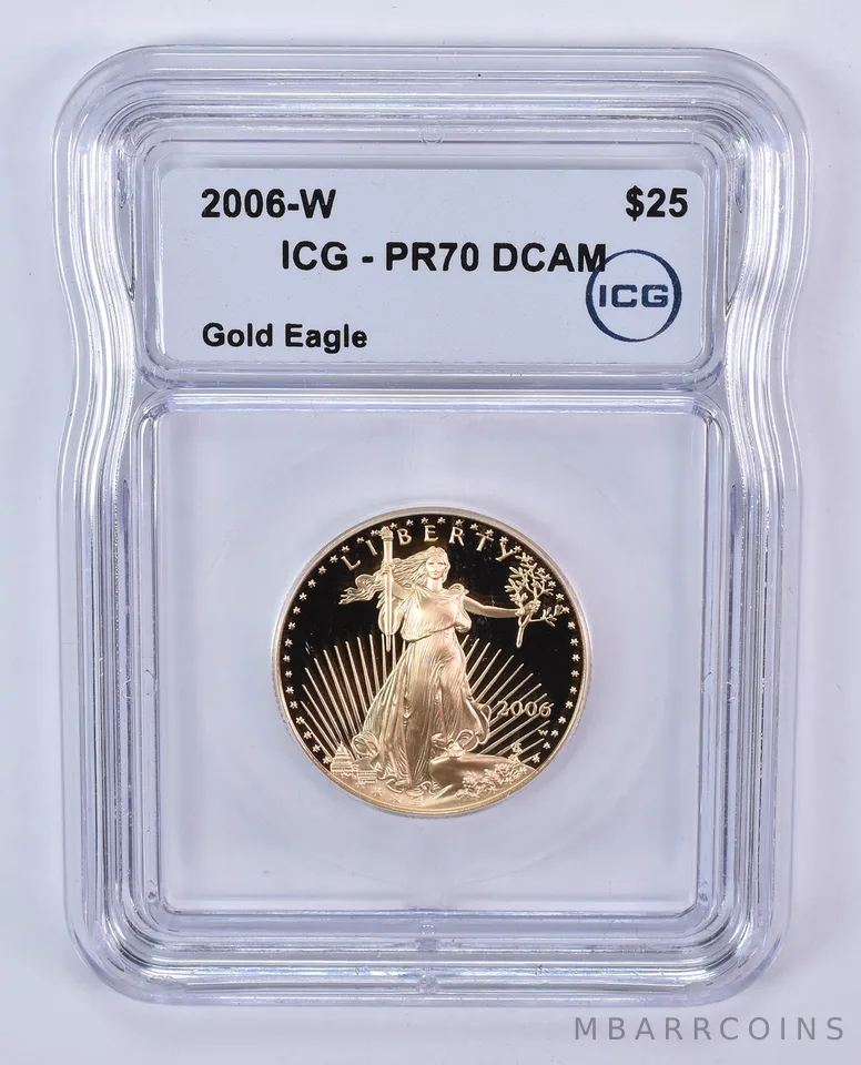 2006-W $25 American Gold Eagle 1/2 Oz Gold PR70 DCAM ICG
