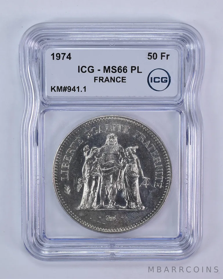 1974 France 50 Francs KM#941.1 MS66 PL ICG