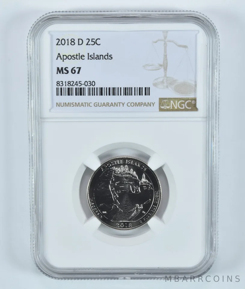 2018-D Washington Quarter Apostle Islands America The Beautiful MS67 NGC