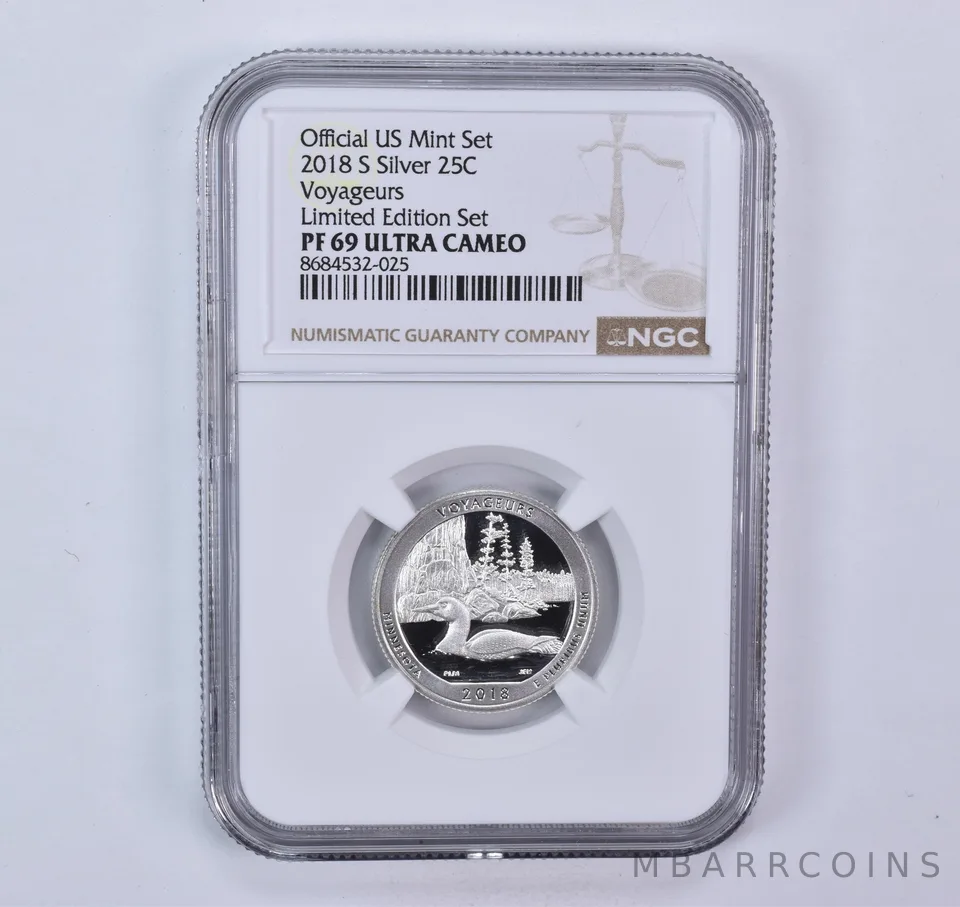2018-S ATB Quarter Silver Voyageurs Limited Edition Set PF69 UCAM NGC Brown Lbl