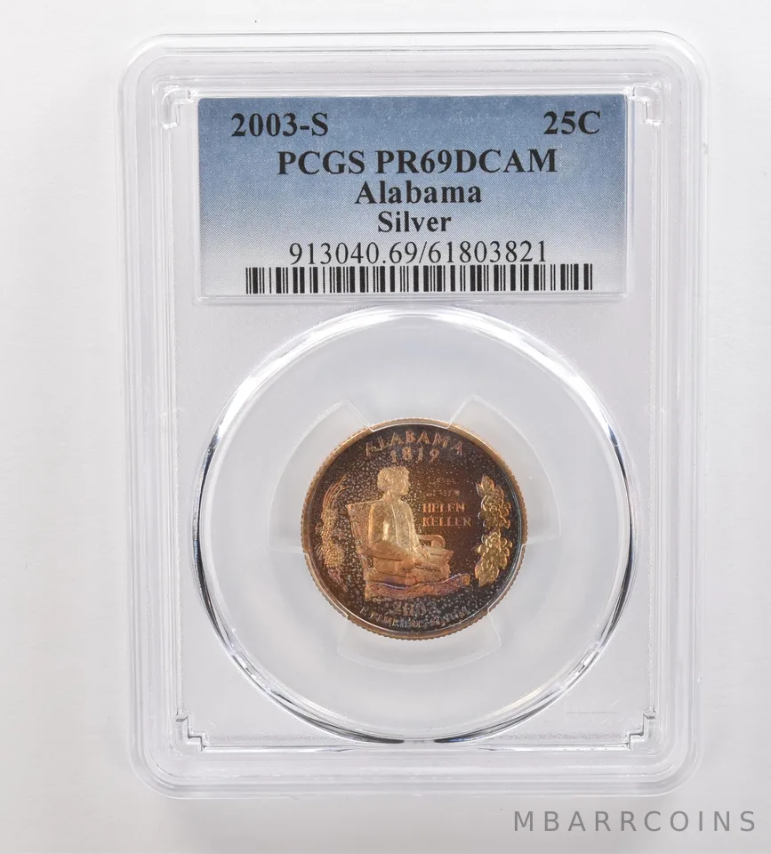 2003-S Washington State Quarter Alabama Silver PR69 DCAM PCGS Nice Tone *3265