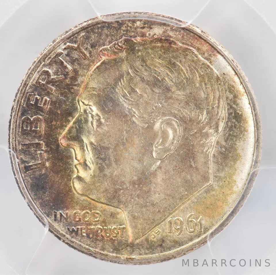 1961 Roosevelt Dime MS62 PCGS Beautiful Tone *0894