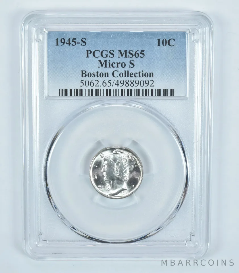 1945-S Mercury Dime Micro S Boston Collection MS65 PCGS Blue Label
