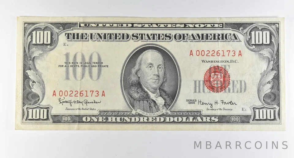 1966 $100 United States Note Red Seal *0295