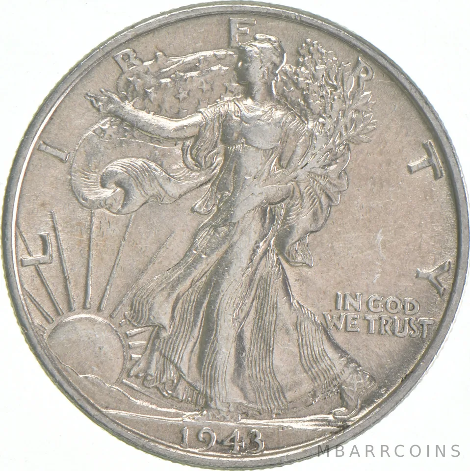 AU 1943 (P) Walking Liberty Half Dollar Almost Unc 90% Silver (1pc)