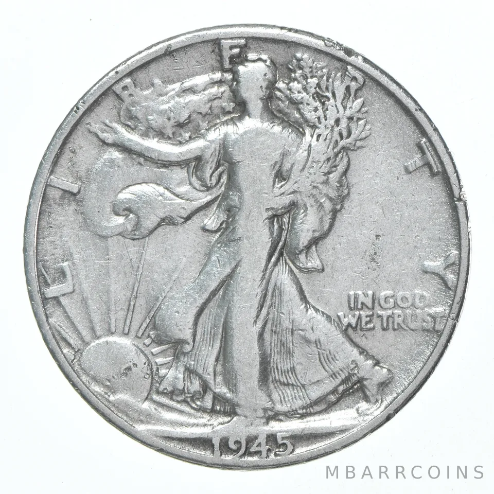XF/AU 1945-D Walking Liberty Half Dollar Polished 90% Silver
