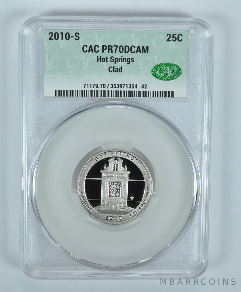 2010-S Washington Quarter Hot Springs CLAD ATB PR70 DCAM CAC CACg