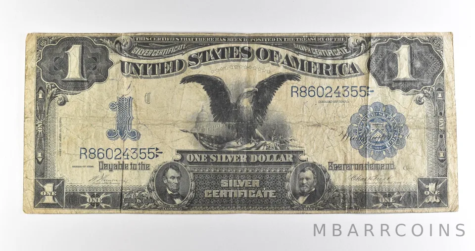1899 $1 Silver Certificate Black Eagle Blue Seal Large Note *4524