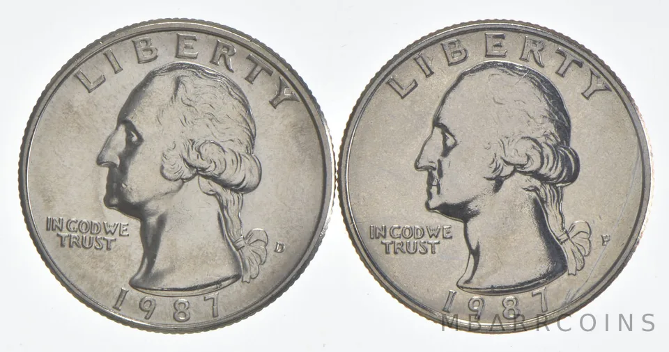 1987 P+D Washington Quarter Clad Unc Bundle