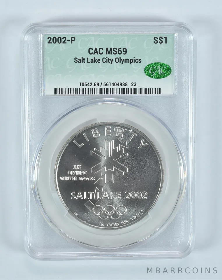 2002-P Winter Olympics Commemorative Silver Dollar MS69 CAC CACg