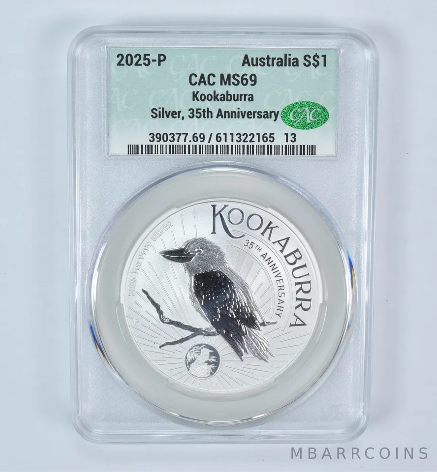 2025 P Australia 1 Dollar Silver Kookaburra 35th Anniversary MS69 CAC CACg