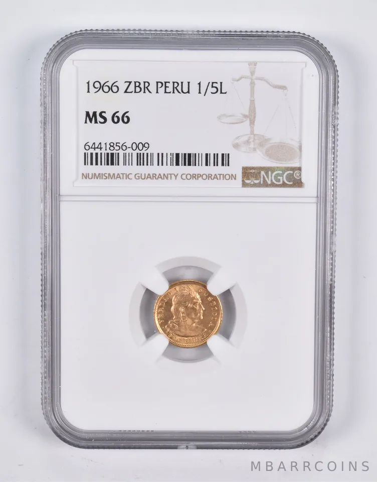 MS66 1966 ZBR Peru 1/5 Lire NGC *2209