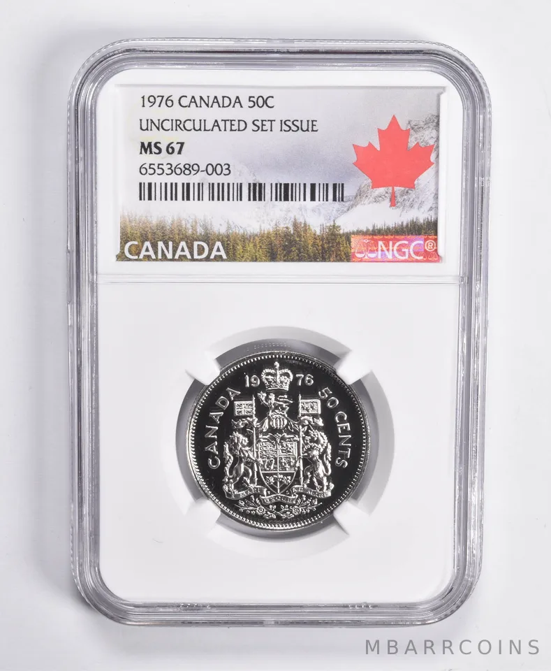 1976 Canada 50C Half Dollar Uncirculated Set Issue MS67 NGC Canada Lbl