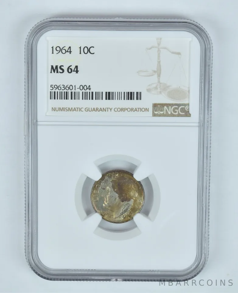 MS64 1964 Roosevelt Dime - Graded NGC Toned! *9035