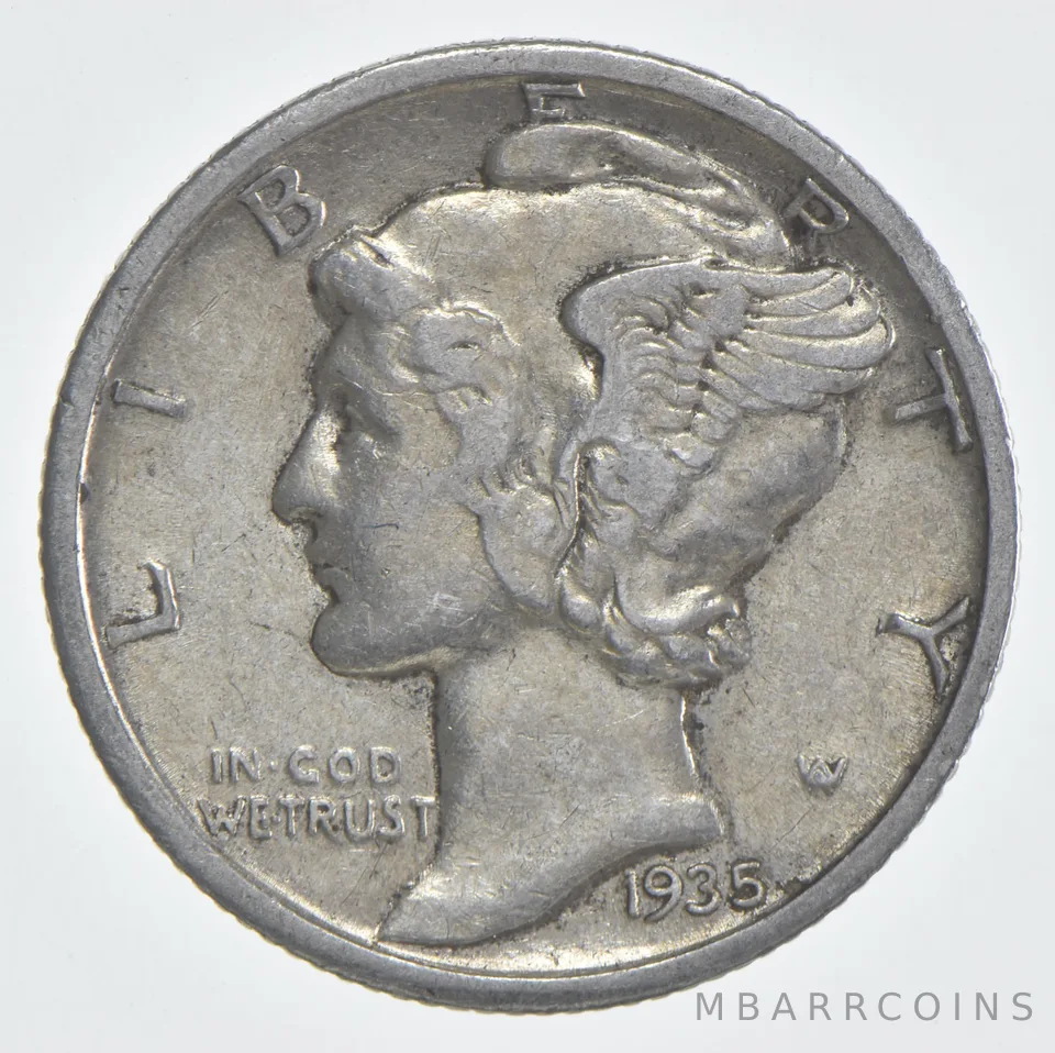 1935 (P) Mercury Dime 90% Silver AU Almost Unc
