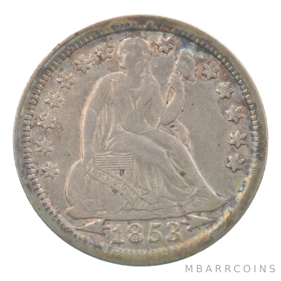 1853 Seated Liberty Dime Arrows Beautiful Tone *7554