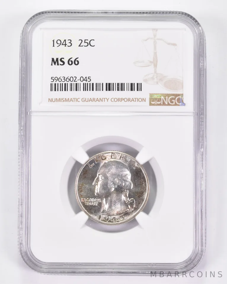 MS66 1943 Washington Quarter - Graded NGC a8950