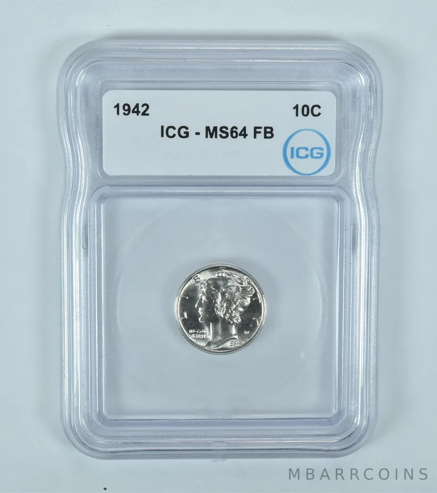 1942 Mercury Dime MS64 FB ICG
