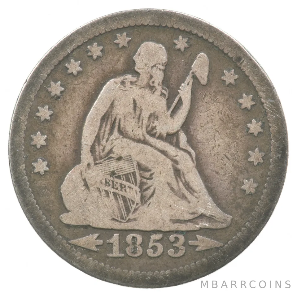 1853 Seated Liberty Quarter Arrows *6203