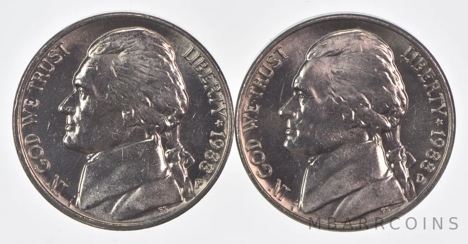 (Set) 1988 P+D Jefferson Nickel Unc Bundle