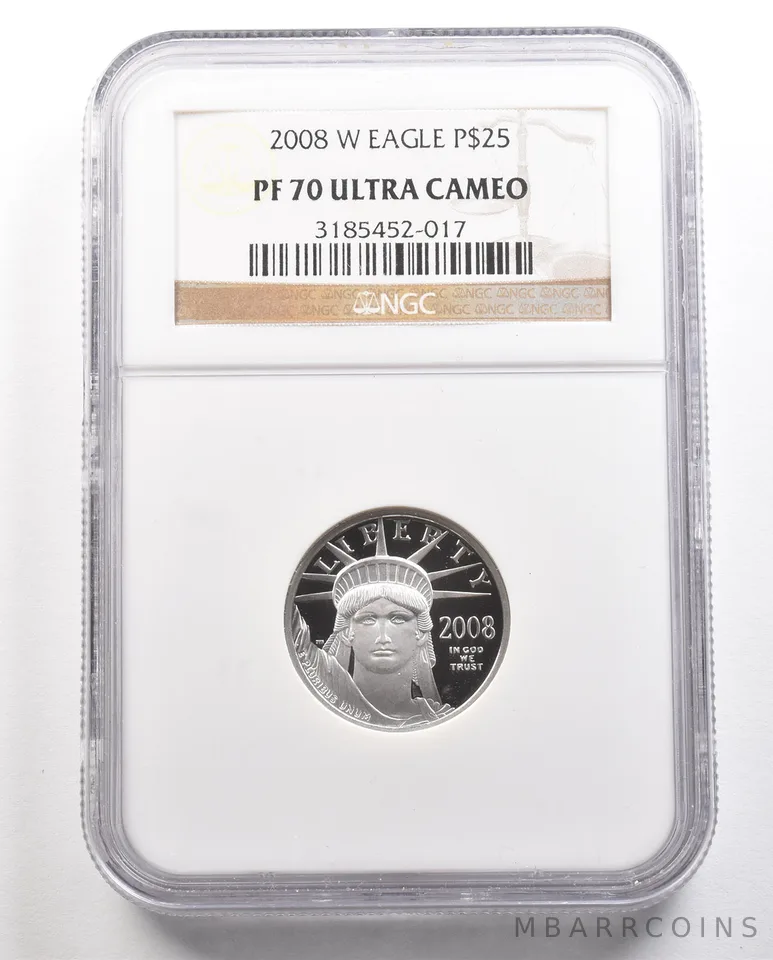 2008-W $25 American Platinum Eagle 1/4 Oz 0.25 Oz Platinum PF70 UCAM NGC *6464