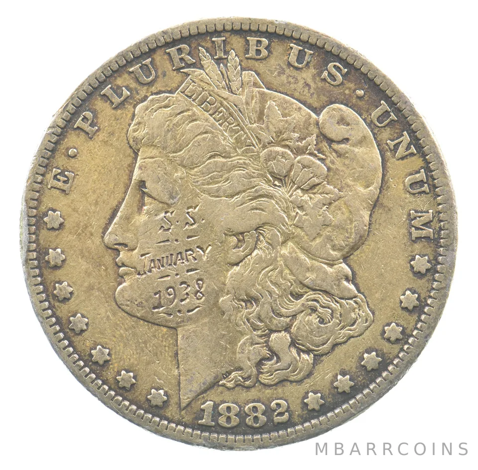 1882-S Morgan Silver Dollar SS January 1938 Love Token *0373