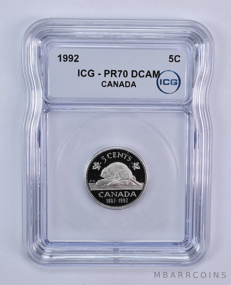 1992 Canada 5 Cents Beaver PR70 DCAM ICG