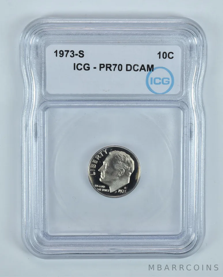1973-S Roosevelt Dime PR70 DCAM ICG