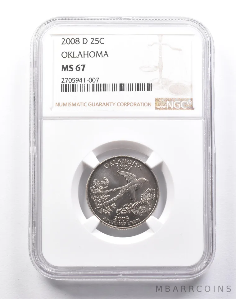 MS67 2008-D Washington State Quarter Oklahoma NGC *6175