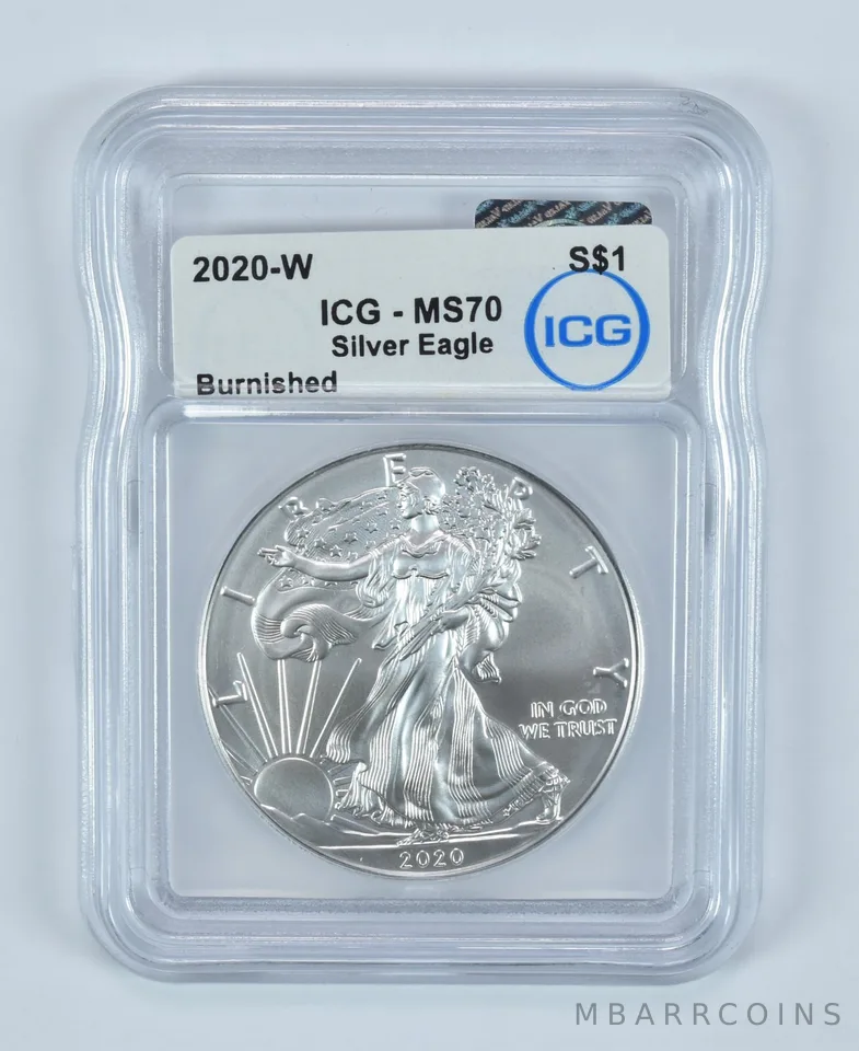 2020-W Burnished Silver Eagle MS70 ICG