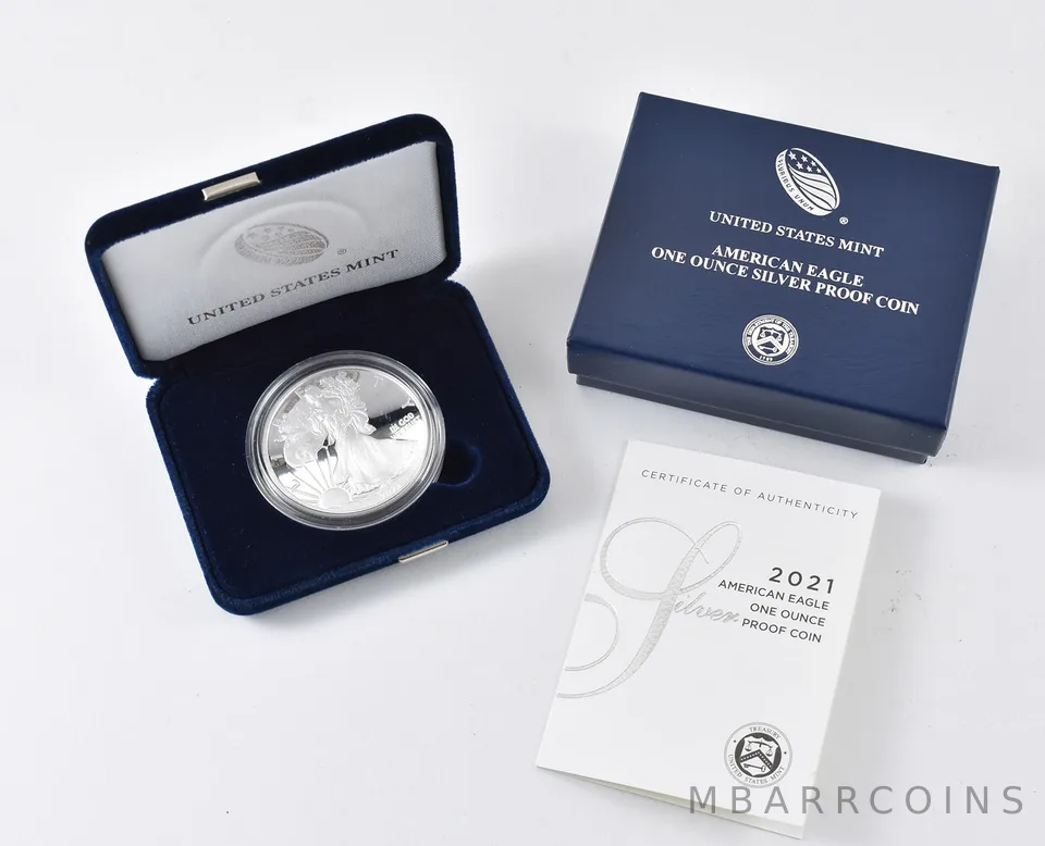 2021-W American Silver Eagle Type 1 PROOF 1 Oz Silver - Coin & Box & COA
