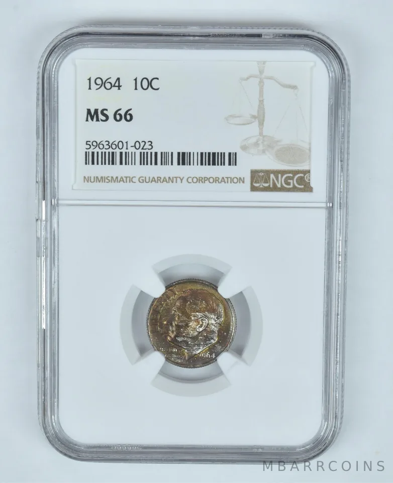 MS66 1964 Roosevelt Dime - Graded NGC Toned! a9057