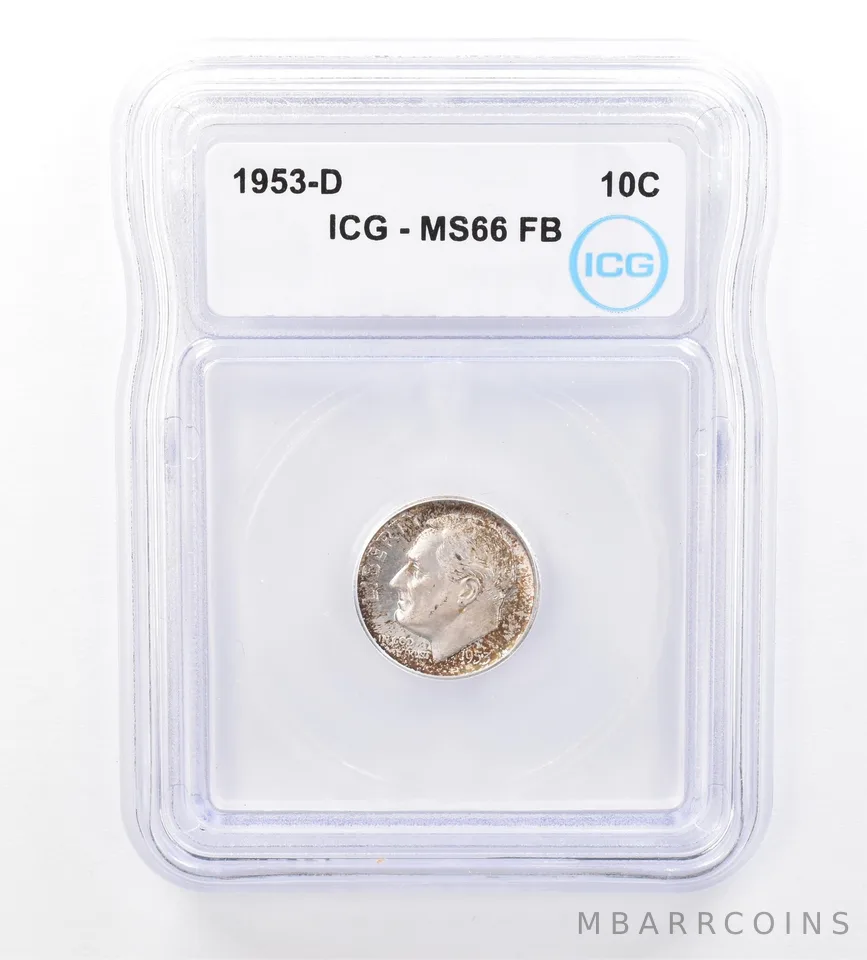 1953-D Roosevelt Dime MS66 FB ICG Beautiful Tone a1637