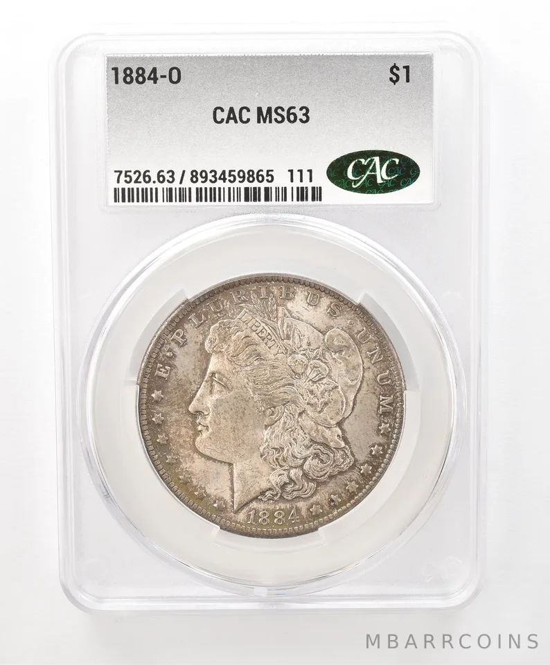 1884-O Morgan Silver Dollar MS63 CAC CACg Beautiful Tone *6608