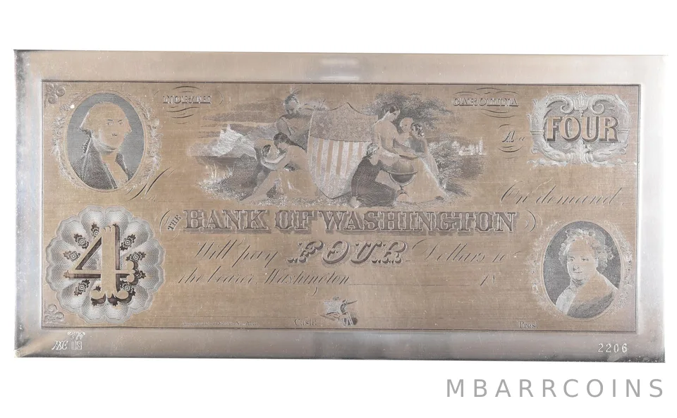 156.1 Gram Silver $4 1800s Washington NC American Bank Note Co a8675