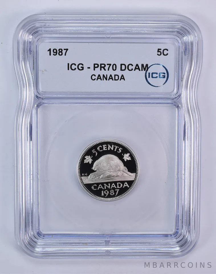 1987 Canada 5 Cents Beaver PR70 DCAM ICG