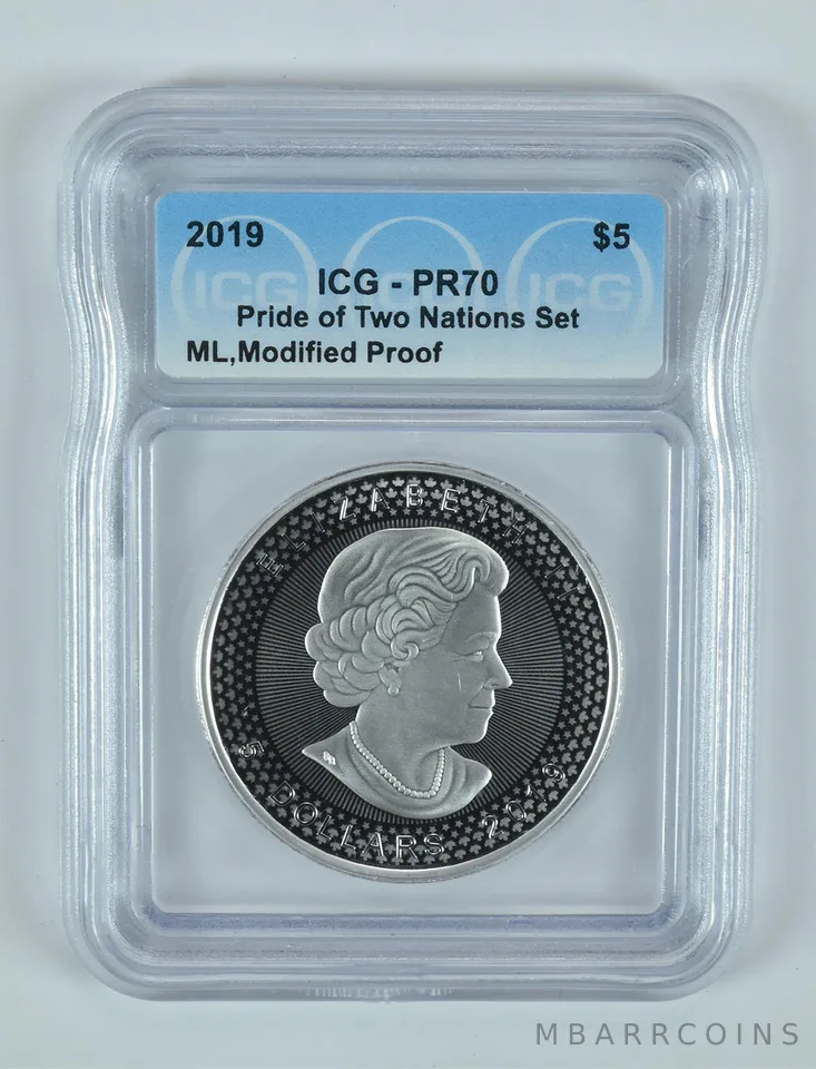 2019 Canada 5 Dollars Silver Maple Leaf Pride Of Two Nations Modified PR70 ICG