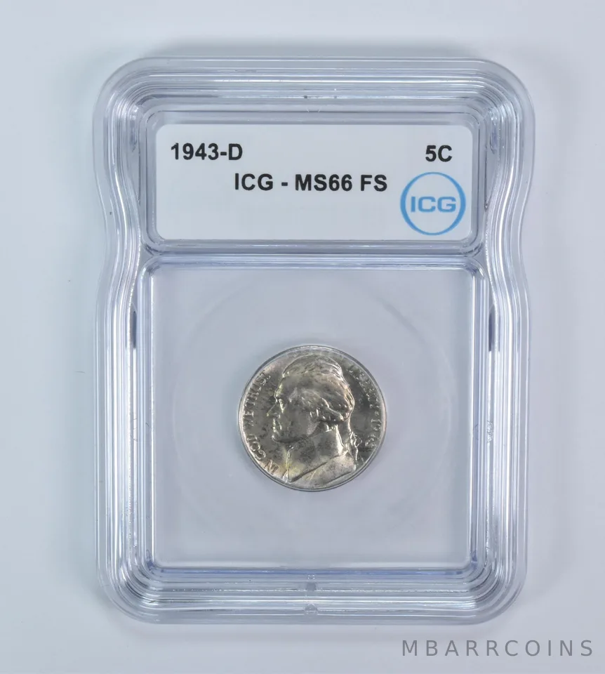 1943-D Jefferson Nickel MS66 FS ICG WTN War Silver