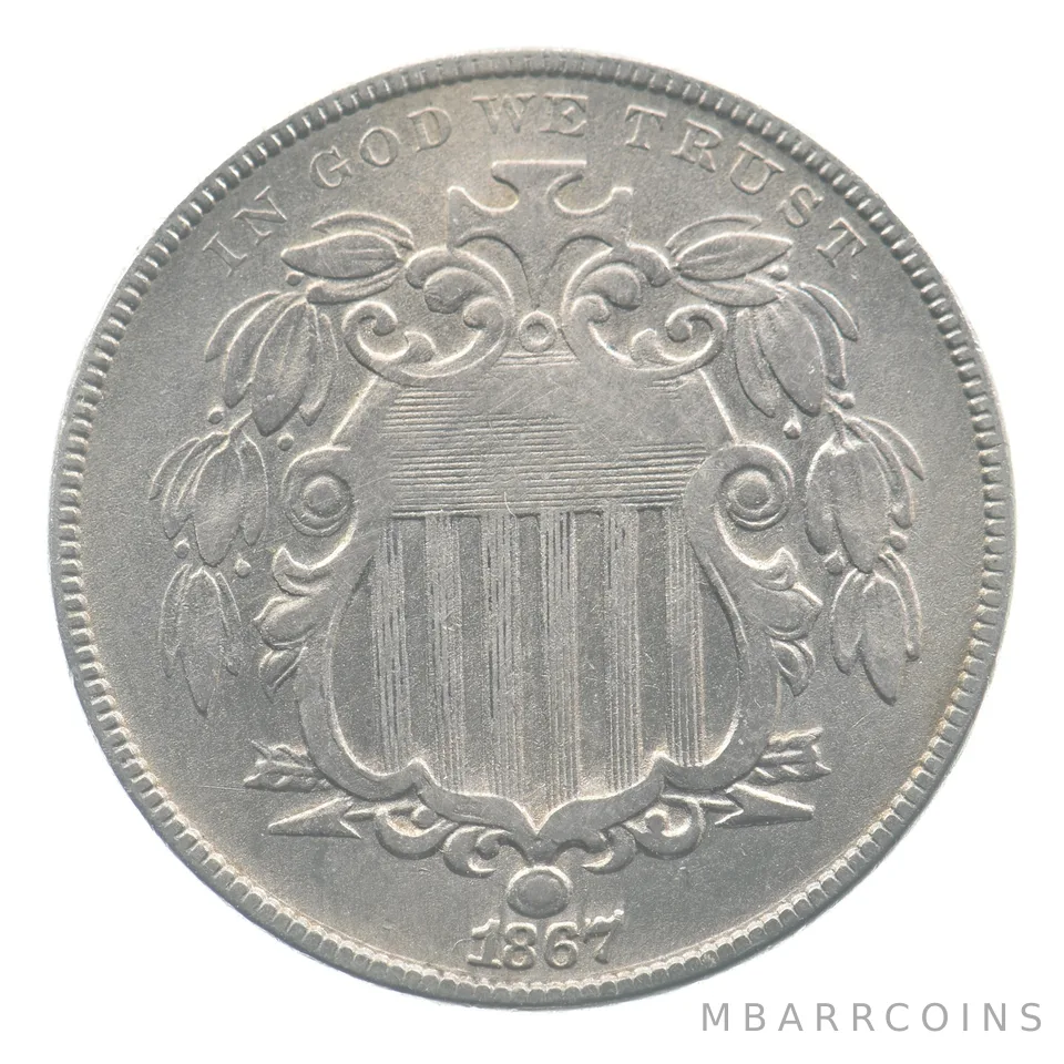 1867 Shield Nickel No Rays *9387