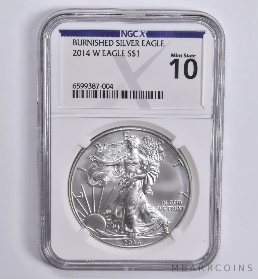 2014-W Burnished Silver Eagle Mint State 10 NGC X