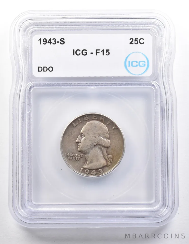 1943-S Washington Quarter DDO F15 ICG a3652