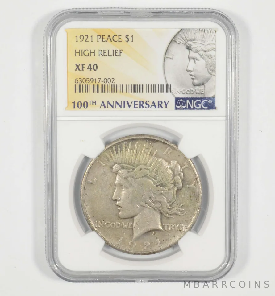 XF40 1921 Peace Silver Dollar High Relief 100th Anniversary NGC a7088
