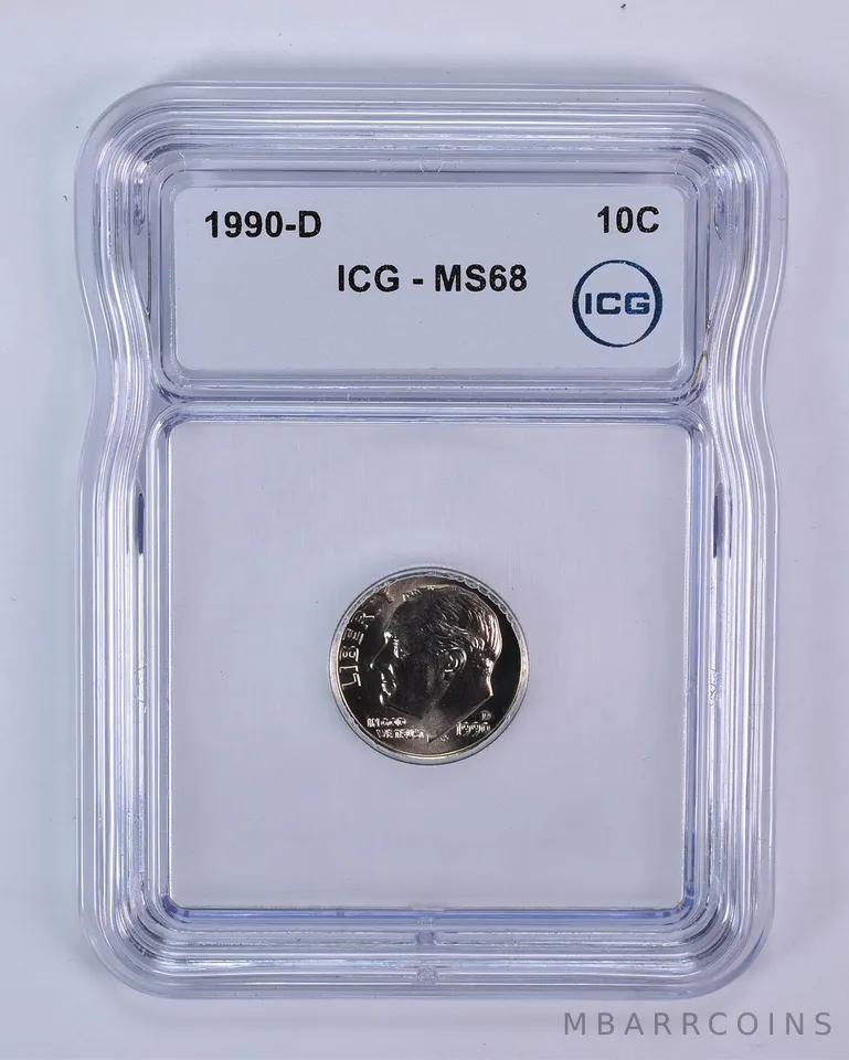 1990-D Roosevelt Dime MS68 ICG