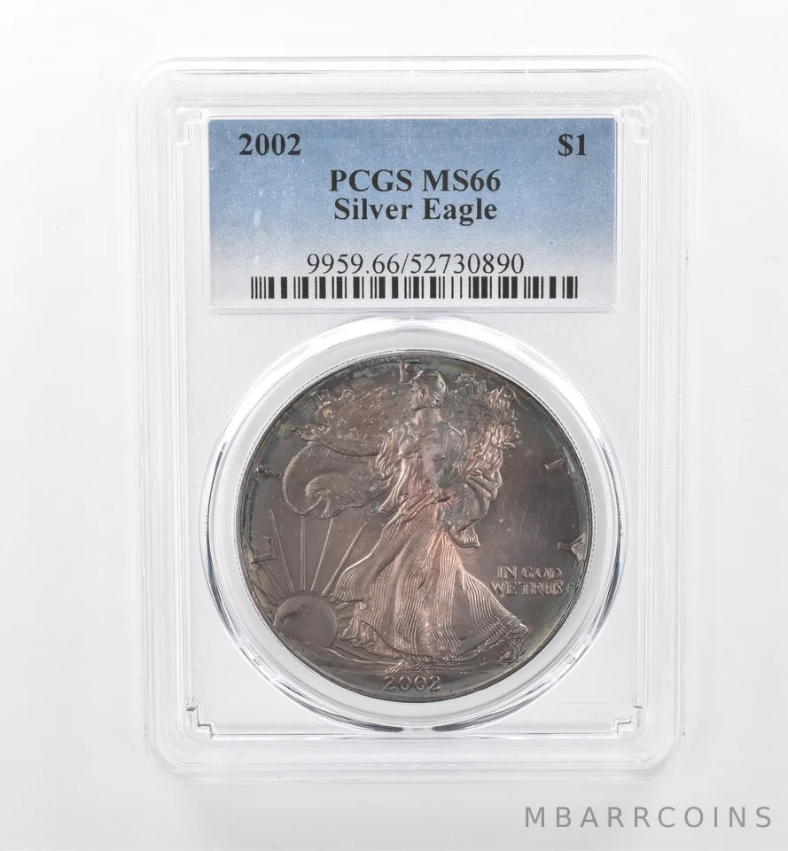 2002 American Silver Eagle MS66 PCGS Beautiful Tone *1770