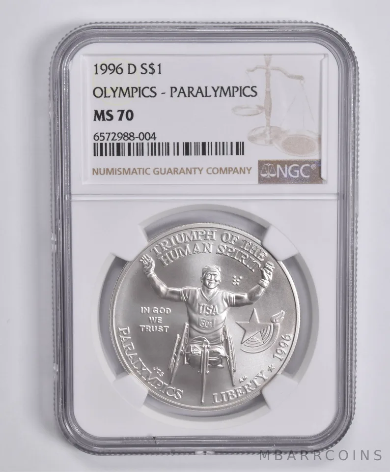 1996-D Paralympics Wheelchair Commemorative Dollar MS70 NGC