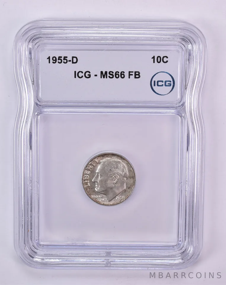 1955-D Roosevelt Dime MS66 FB ICG